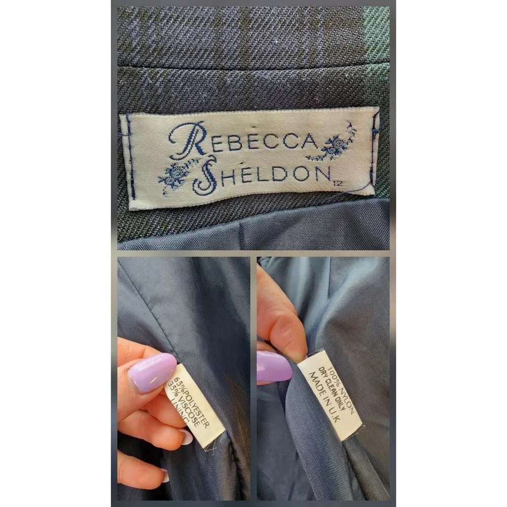 Vintage Tartan Plaid Longling Blazer Womens Size 12 Academia UK Made Preppy 90s - Picture 6 of 8